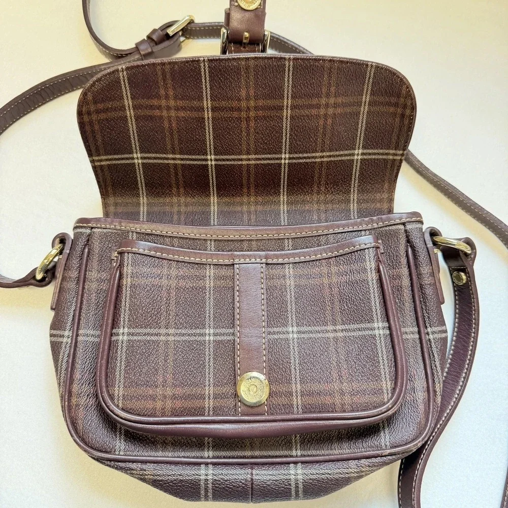 Bean Pole Vintage Y2K Preppy Plaid Saddle Bag Crossbody Purse Korean